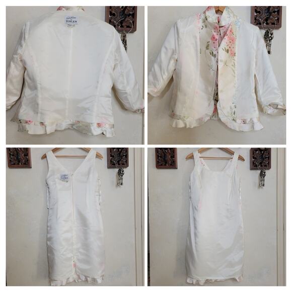 VTG Rickie Freeman for Teri Jon Silk Taffeta Floral Pastel Dress+Jacket Set✨️12 - Picture 10 of 16